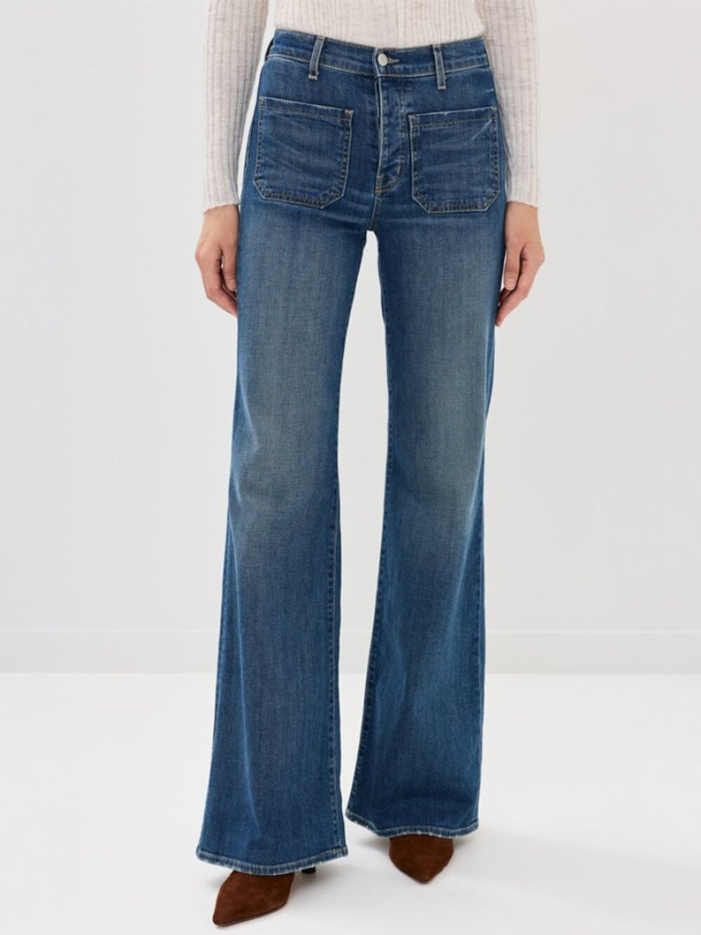 Nili Lotan Florence Wide Leg Patch Pocket Jeans Size 25